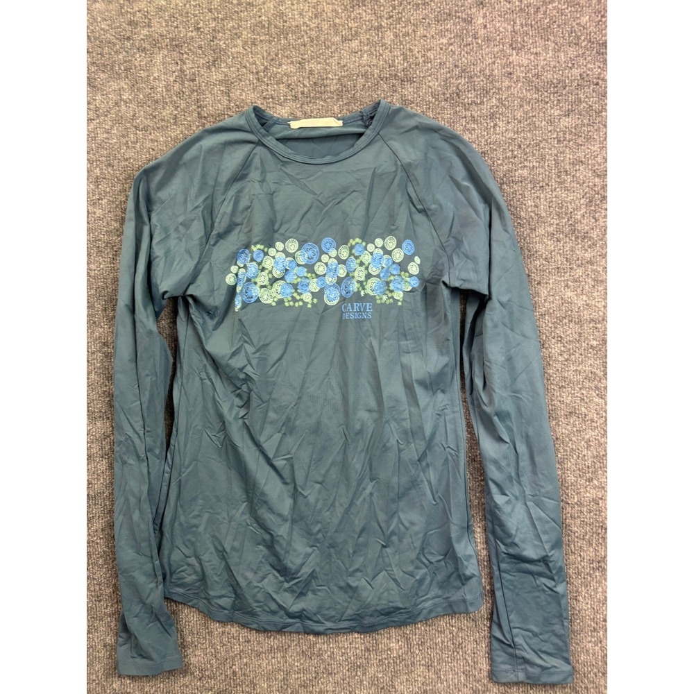 Carve Designs Rash Guard Swim Top Womens Small Blue Long Sleeve Graphic UPF